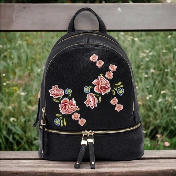 URBAN Expressions Rose Embroidered Vegan Leather Backpack - Picture 10 of 10